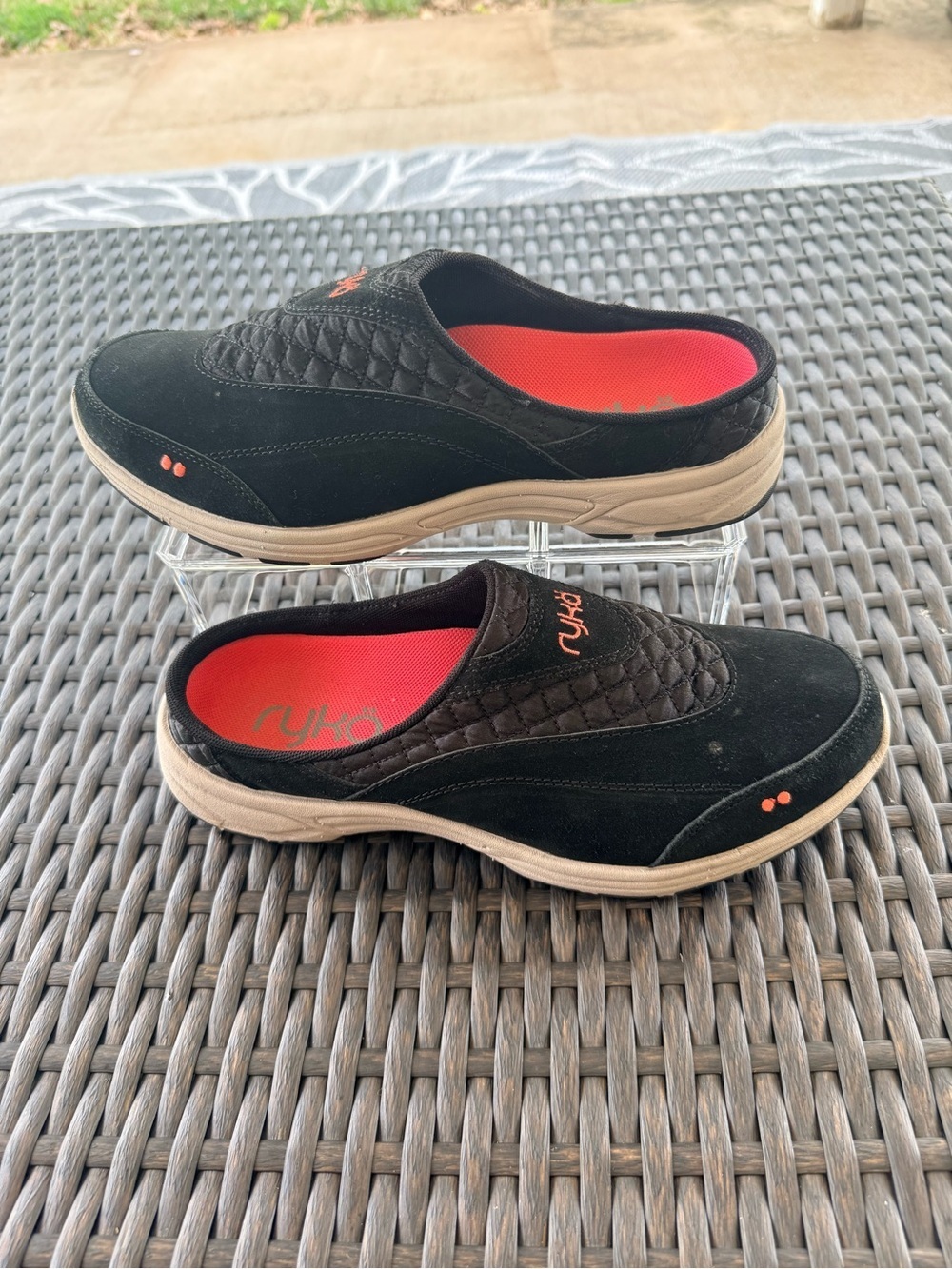 Ryka Black Quilted Calypso Slip-On Mule Suede